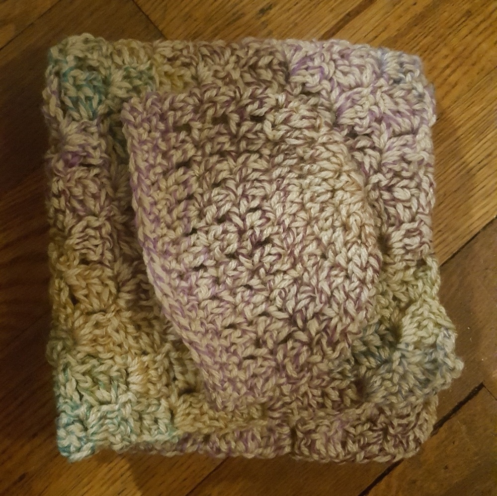 Newborn hat and matching lovey blanket